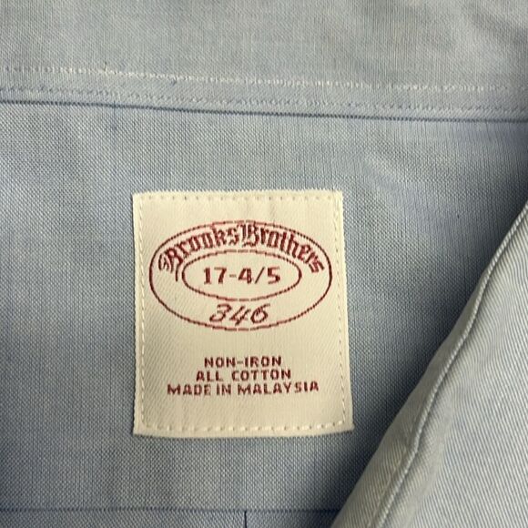 Brooks Brothers 346 Non-Iron All Cotton Long Sleeve Collar Button Down Men Shirt - Picture 10 of 13